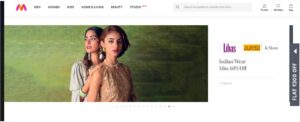 a screenshot of the header of the myntra page