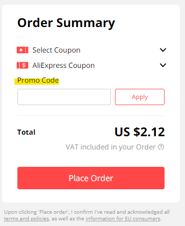 AliExpress Order Summary